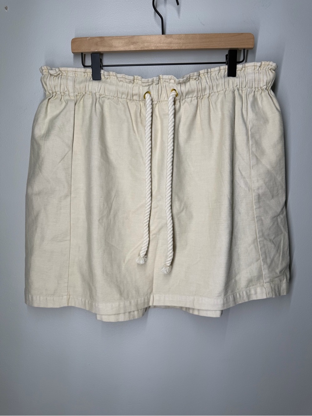 J.Crew Natural Cotton Pull On Mini Skirt Rope Drawstring Coastal Preppy Nautical